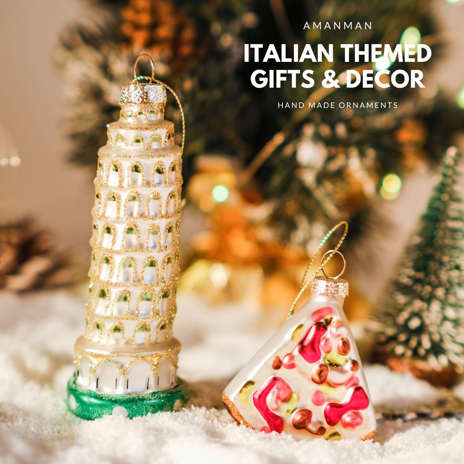 Amazon｜Amanman イタリアンクリスマスツリーオーナメント 2個パック